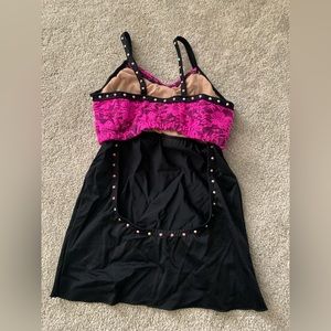 Rhinestone tank with open back dance costume top